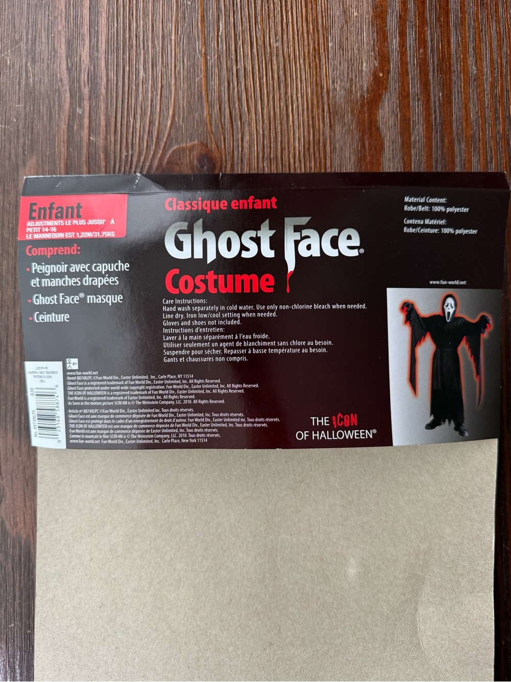 Ghost Face Kids Costume XL (14-16) 2017 Scream youth teen Halloween horror scary - Picture 14 of 16